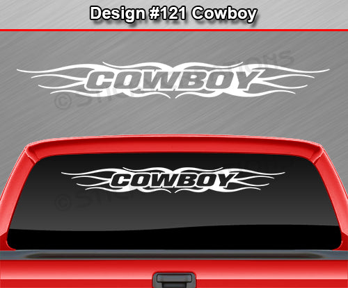 Design #121 Cowboy - Windshield Window Tribal Flame Vinyl Sticker Decal Graphic Banner 36"x4.25"+