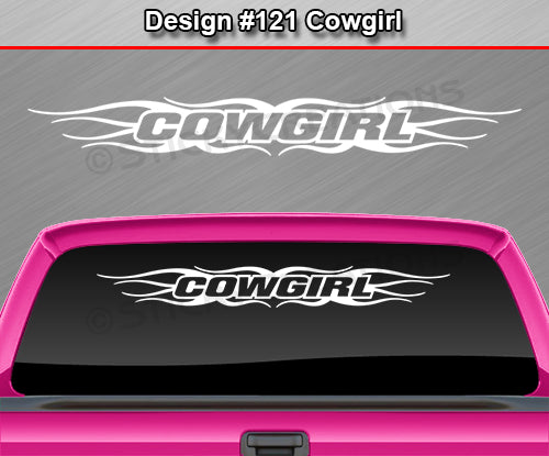 Design #121 Cowgirl - Windshield Window Tribal Flame Vinyl Sticker Decal Graphic Banner 36"x4.25"+