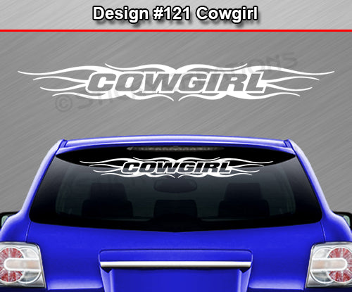 Design #121 Cowgirl - Windshield Window Tribal Flame Vinyl Sticker Decal Graphic Banner 36"x4.25"+