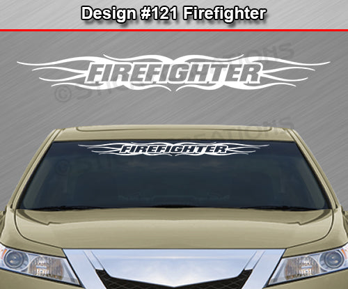 Design #121 Firefighter - Windshield Window Tribal Flame Vinyl Sticker Decal Graphic Banner 36"x4.25"+