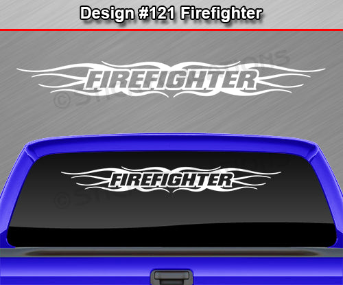 Design #121 Firefighter - Windshield Window Tribal Flame Vinyl Sticker Decal Graphic Banner 36"x4.25"+