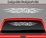 Design #121 Firefighter's Girl - Windshield Window Tribal Flame Vinyl Sticker Decal Graphic Banner 36"x4.25"+
