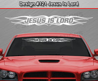 Design #121 Jesus Is Lord - Windshield Window Tribal Flame Vinyl Sticker Decal Graphic Banner 36"x4.25"+
