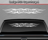 Design #121 Supercharged - Windshield Window Tribal Flame Vinyl Sticker Decal Graphic Banner 36"x4.25"+