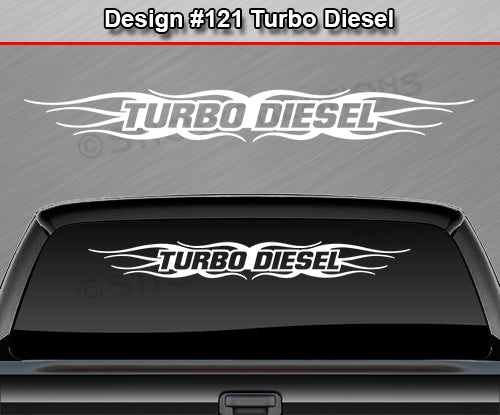 Design #121 Turbo Diesel - Windshield Window Tribal Flame Vinyl Sticker Decal Graphic Banner 36"x4.25"+