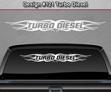 Design #121 Turbo Diesel - Windshield Window Tribal Flame Vinyl Sticker Decal Graphic Banner 36"x4.25"+