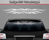 Design #121 Turbocharged - Windshield Window Tribal Flame Vinyl Sticker Decal Graphic Banner 36"x4.25"+