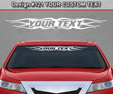 Design #121 Your Text - Custom Personalized Windshield Window Tribal Flame Vinyl Sticker Decal Graphic Banner 36"x4.25"+