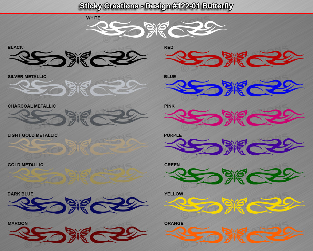 Design #122 Butterfly - Windshield Window Tribal Swirl Vinyl Sticker Decal Graphic Banner 36"x4.25"+
