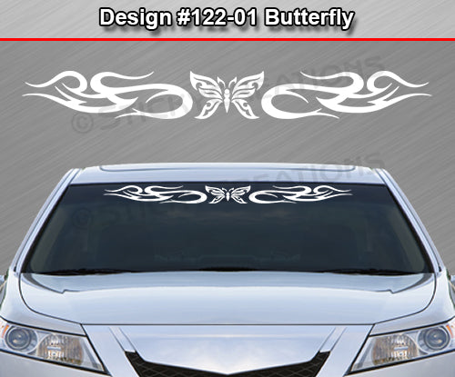 Design #122 Butterfly - Windshield Window Tribal Swirl Vinyl Sticker Decal Graphic Banner 36"x4.25"+