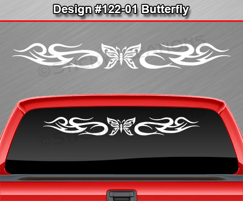 Design #122 Butterfly - Windshield Window Tribal Swirl Vinyl Sticker Decal Graphic Banner 36"x4.25"+