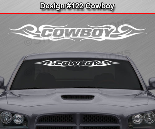 Design #122 Cowboy - Windshield Window Tribal Curls Vinyl Sticker Decal Graphic Banner 36"x4.25"+