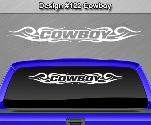 Design #122 Cowboy - Windshield Window Tribal Curls Vinyl Sticker Decal Graphic Banner 36"x4.25"+