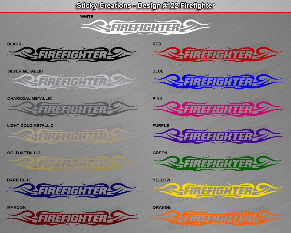 Design #122 Firefighter - Windshield Window Tribal Curls Vinyl Sticker Decal Graphic Banner 36"x4.25"+