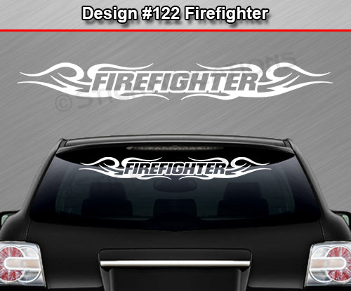 Design #122 Firefighter - Windshield Window Tribal Curls Vinyl Sticker Decal Graphic Banner 36"x4.25"+