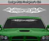 Design #122 Firefighter's Girl - Windshield Window Tribal Curls Vinyl Sticker Decal Graphic Banner 36"x4.25"+