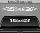 Design #122 Jesus Is Lord - Windshield Window Tribal Curls Vinyl Sticker Decal Graphic Banner 36"x4.25"+