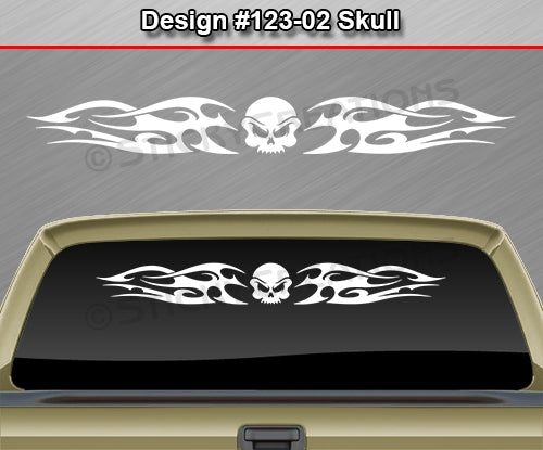 Design #123 Skull - Windshield Window Tribal Flame Vinyl Sticker Decal Graphic Banner 36"x4.25"+
