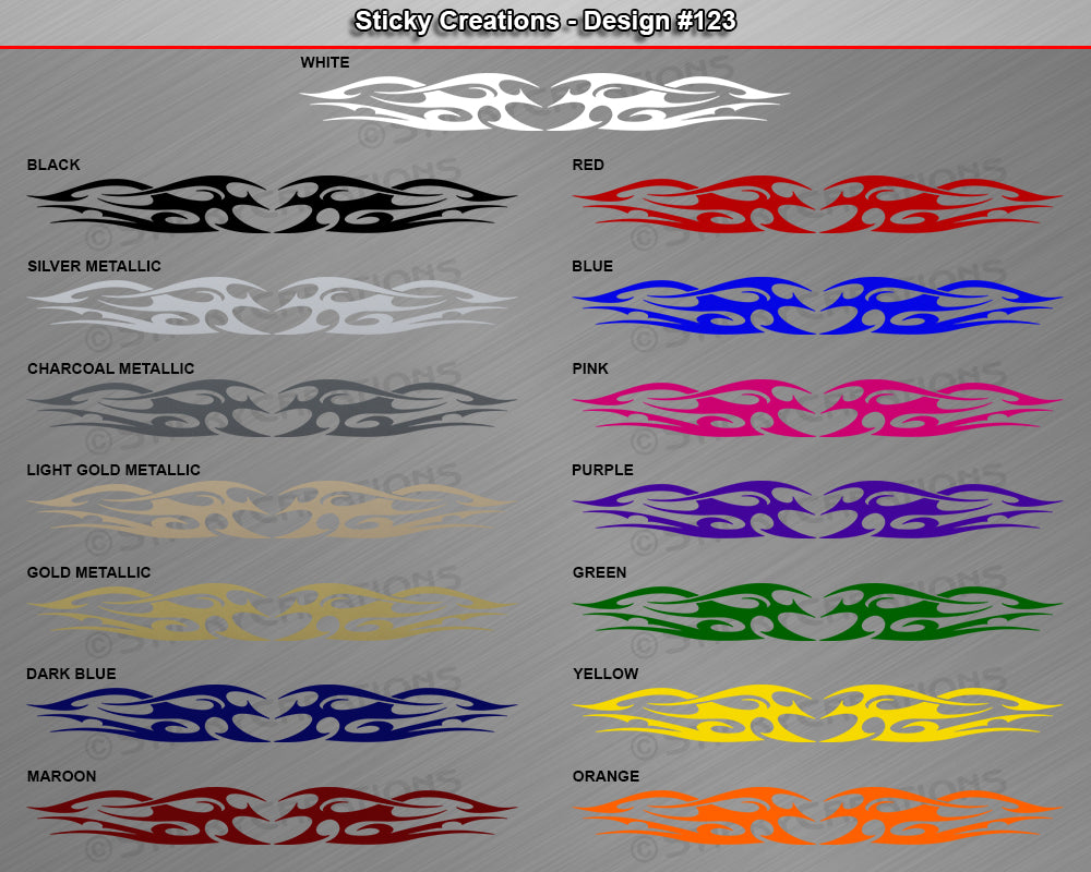 Design #123 - 36"x4.25" + Windshield Window Tribal Flame Vinyl Sticker Decal Graphic Banner