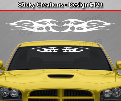 Design #123 - 36"x4.25" + Windshield Window Tribal Flame Vinyl Sticker Decal Graphic Banner