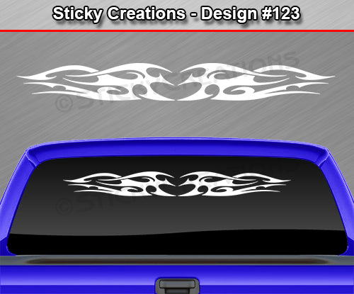 Design #123 - 36"x4.25" + Windshield Window Tribal Flame Vinyl Sticker Decal Graphic Banner