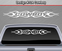 Design #124 Cowboy - Windshield Window Flame Flaming Vinyl Sticker Decal Graphic Banner 36"x4.25"+