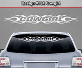 Design #124 Cowgirl - Windshield Window Flame Flaming Vinyl Sticker Decal Graphic Banner 36"x4.25"+