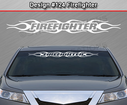 Design #124 Firefighter - Windshield Window Tribal Flame Vinyl Sticker Decal Graphic Banner 36"x4.25"+