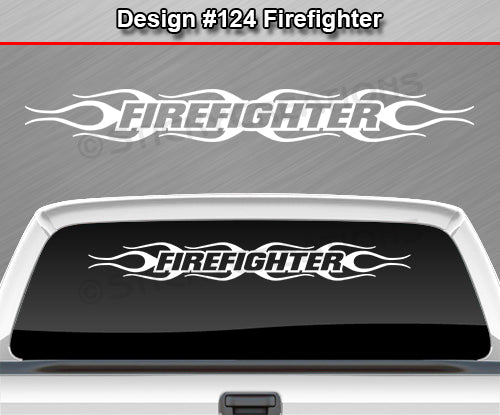 Design #124 Firefighter - Windshield Window Tribal Flame Vinyl Sticker Decal Graphic Banner 36"x4.25"+