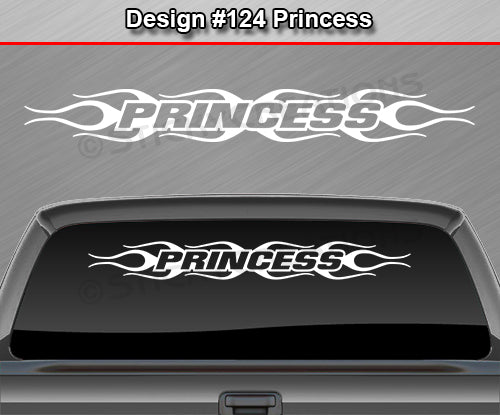 Design #124 Princess - Windshield Window Flame Flaming Vinyl Sticker Decal Graphic Banner 36"x4.25"+