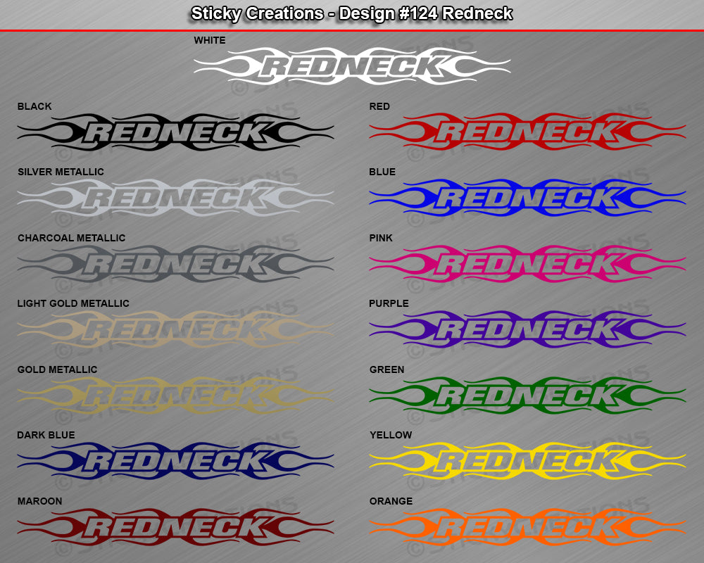 Design #124 Redneck - Windshield Window Flame Flaming Vinyl Sticker Decal Graphic Banner  36"x4.25"+