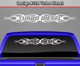 Design #124 Turbo Diesel - Windshield Window Flame Flaming Vinyl Sticker Decal Graphic Banner 36"x4.25"+