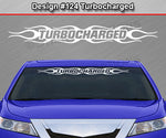 Design #124 Turbocharged - Windshield Window Flame Flaming Vinyl Sticker Decal Graphic Banner 36"x4.25"+
