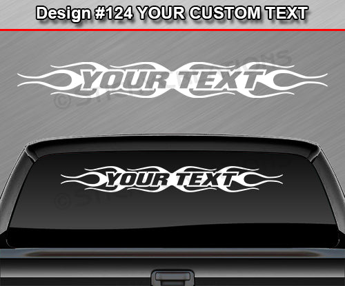 Design #124 Your Text - Custom Personalized Windshield Window Flame Flaming Vinyl Sticker Decal Graphic Banner 36"x4.25"+