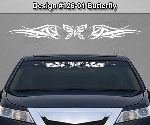 Design #126 Butterfly - Windshield Window Tribal Accent Vinyl Sticker Decal Graphic Banner 36"x4.25"+