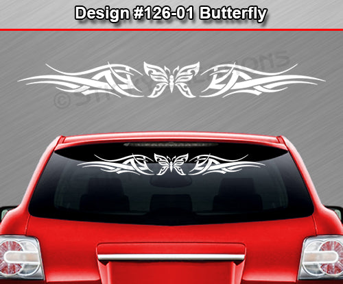 Design #126 Butterfly - Windshield Window Tribal Accent Vinyl Sticker Decal Graphic Banner 36"x4.25"+