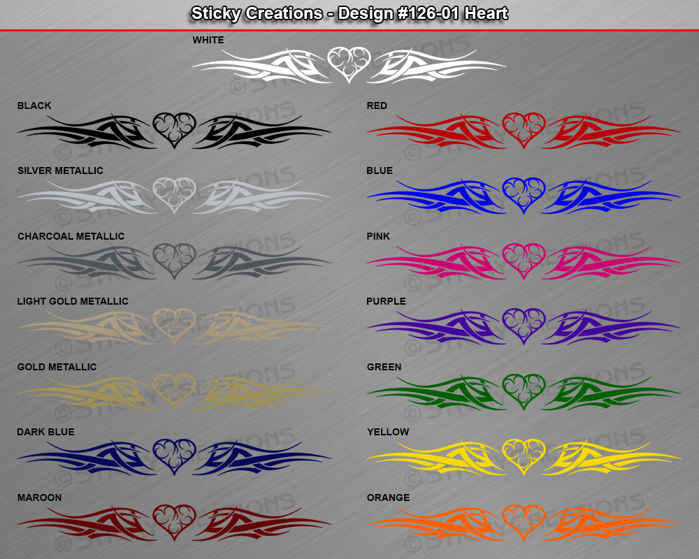 Design #126 Heart - Windshield Window Tribal Accent Vinyl Sticker Decal Graphic Banner 36"x4.25"+
