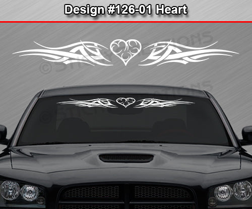 Design #126 Heart - Windshield Window Tribal Accent Vinyl Sticker Decal Graphic Banner 36"x4.25"+