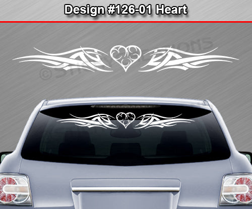 Design #126 Heart - Windshield Window Tribal Accent Vinyl Sticker Decal Graphic Banner 36"x4.25"+