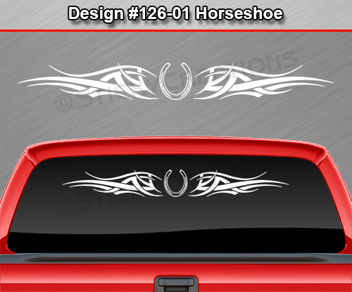 Design #126 Horseshoe - Windshield Window Tribal Accent Vinyl Sticker Decal Graphic Banner 36"x4.25"+