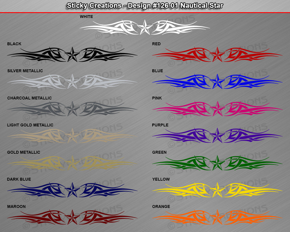 Design #126 Nautical Star - Windshield Window Tribal Accent Vinyl Sticker Decal Graphic Banner 36"x4.25"+