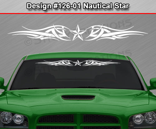 Design #126 Nautical Star - Windshield Window Tribal Accent Vinyl Sticker Decal Graphic Banner 36"x4.25"+