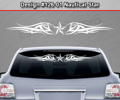 Design #126 Nautical Star - Windshield Window Tribal Accent Vinyl Sticker Decal Graphic Banner 36"x4.25"+