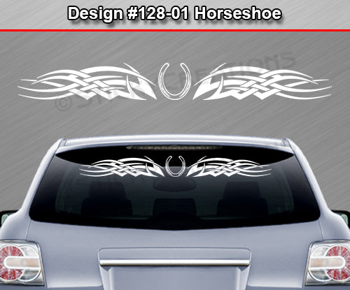 Design #128 Horseshoe - Windshield Window Tribal Celtic Knot Vinyl Sticker Decal Graphic Banner 36"x4.25"+