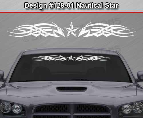 Design #128 Nautical Star - Windshield Window Tribal Celtic Knot Vinyl Sticker Decal Graphic Banner 36"x4.25"+