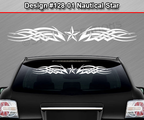 Design #128 Nautical Star - Windshield Window Tribal Celtic Knot Vinyl Sticker Decal Graphic Banner 36"x4.25"+