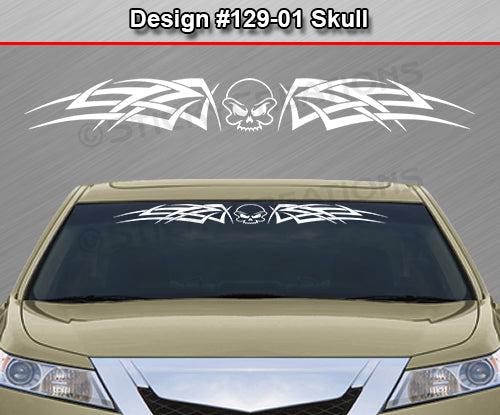 Design #129 Skull - Windshield Window Tribal Celtic Knot Vinyl Sticker Decal Graphic Banner 36"x4.25"+