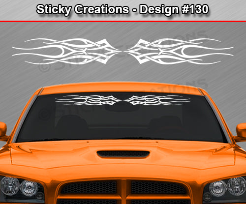 Design #130 - 36"x4.25" + Windshield Window Flame Tribal Vinyl Sticker Decal Graphic Banner