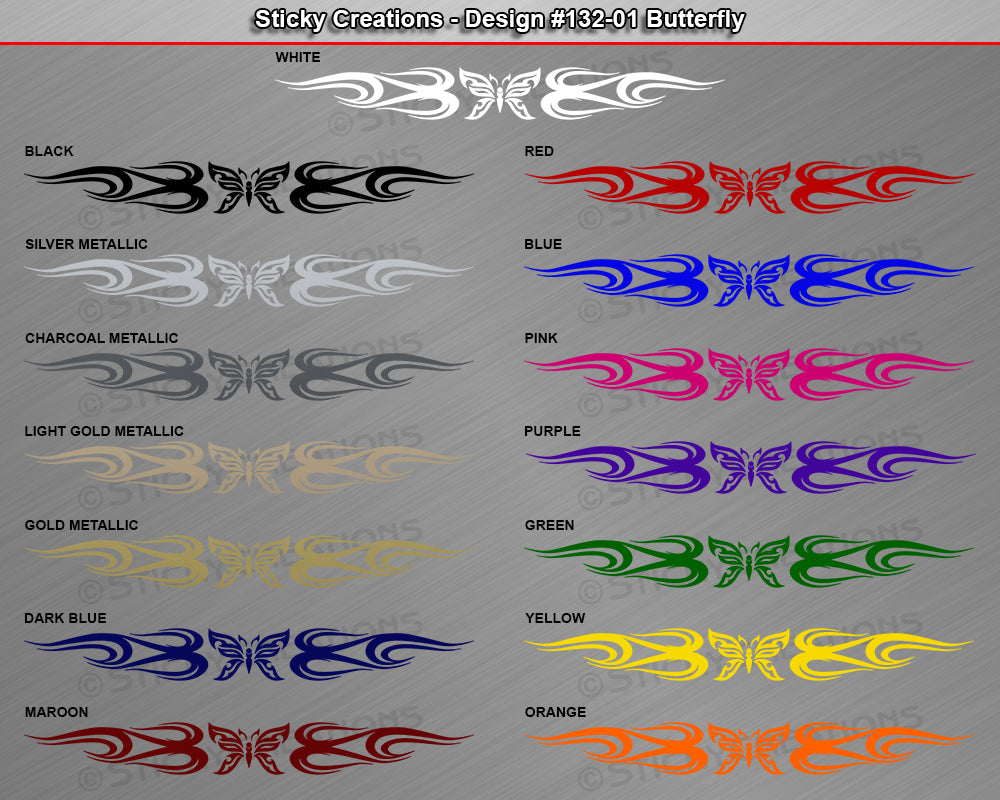 Design #132 Butterfly - Windshield Window Tribal Flame Vinyl Sticker Decal Graphic Banner 36"x4.25"+