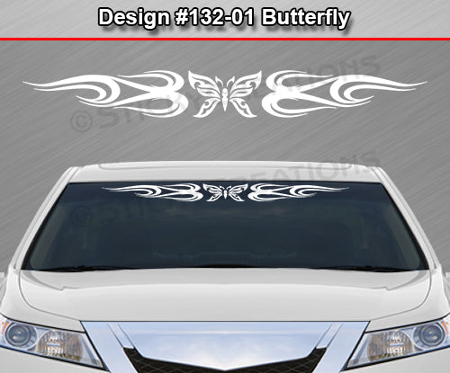 Design #132 Butterfly - Windshield Window Tribal Flame Vinyl Sticker Decal Graphic Banner 36"x4.25"+